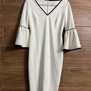 Calvin Klein White Dress with Black Accents